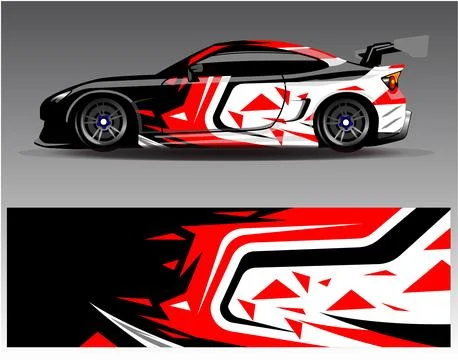 Car wrap design vector.Graphic abstract stripe racing background designs Stock Illustration