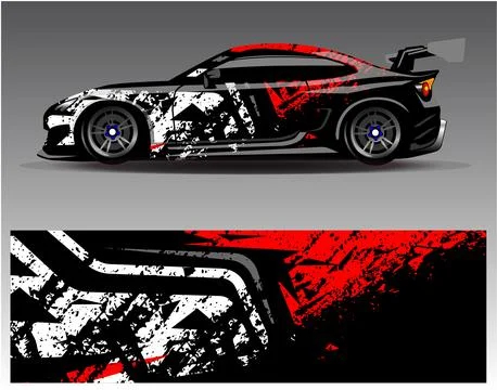 Car wrap design vector.Graphic abstract stripe racing background designs Stock Illustration