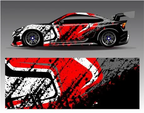 Car wrap design vector.Graphic abstract stripe racing background designs Illustrazione stock