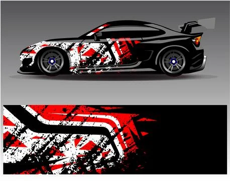 Car wrap design vector.Graphic abstract stripe racing background designs Stock Illustration