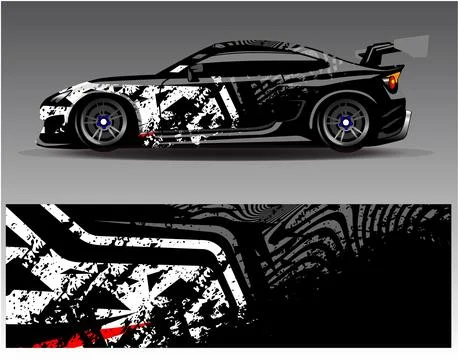 Car wrap design vector.Graphic abstract stripe racing background designs Stock Illustration