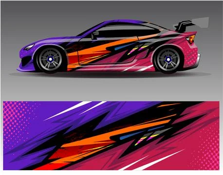 Car wrap design vector.Graphic abstract stripe racing background designs Stock Illustration