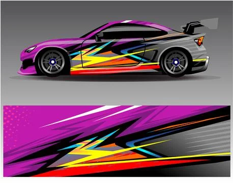 Car wrap design vector.Graphic abstract stripe racing background designs Stock Illustration