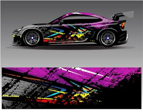 Car wrap design vector.Graphic abstract stripe racing background designs Stock Illustration