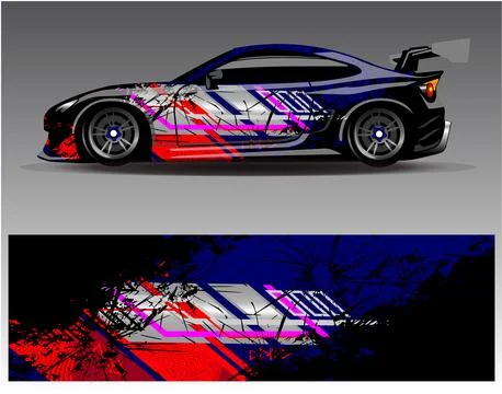 Car wrap design vector.Graphic abstract stripe racing background designs Stock Illustration
