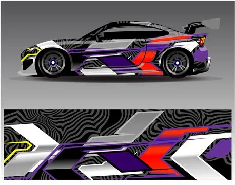 Car wrap design vector.Graphic abstract stripe racing background designs Stock Illustration