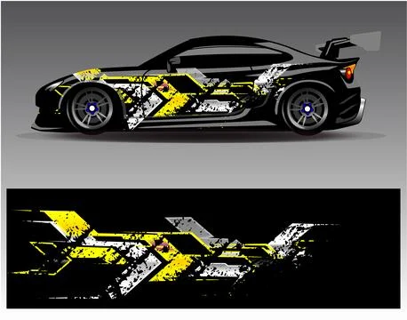 Car wrap design vector.Graphic abstract stripe racing background designs Stock Illustration