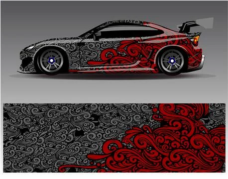 Car wrap design vector.Graphic abstract stripe racing background designs Stock Illustration