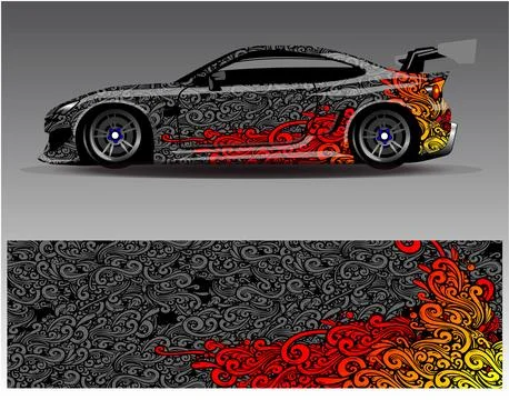 Car wrap design vector.Graphic abstract stripe racing background designs Stock Illustration