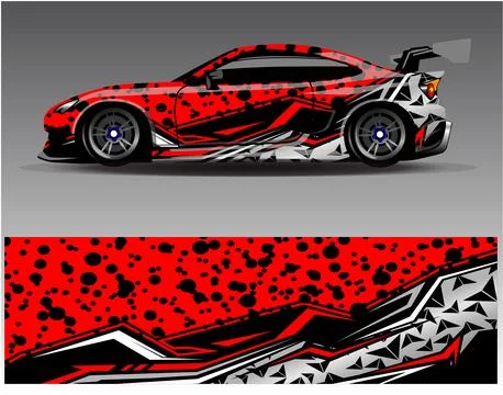 Car wrap design vector.Graphic abstract stripe racing background designs Illustrazione stock