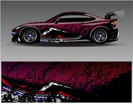 Car wrap design vector.Graphic abstract stripe racing background designs Stock Illustration
