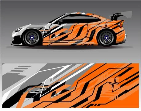 Car wrap design vector.Graphic abstract stripe racing background designs Stock Illustration