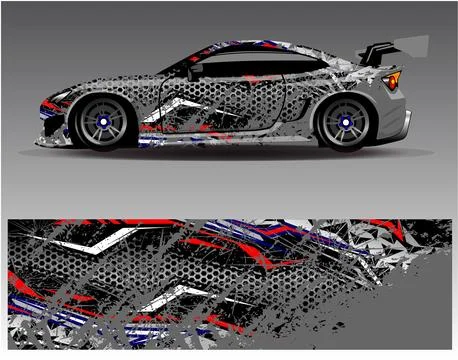 Car wrap design vector.Graphic abstract stripe racing background designs Stock Illustration