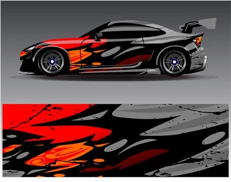 Car wrap design vector.Graphic abstract stripe racing background designs Illustrazione stock