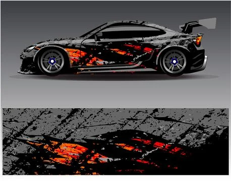 Car wrap design vector.Graphic abstract stripe racing background designs Stock Illustration