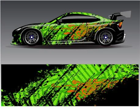 Car wrap design vector.Graphic abstract stripe racing background designs Stock Illustration