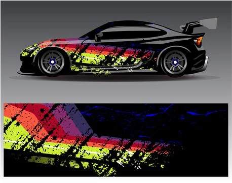 Car wrap design vector.Graphic abstract stripe racing background designs Stock Illustration