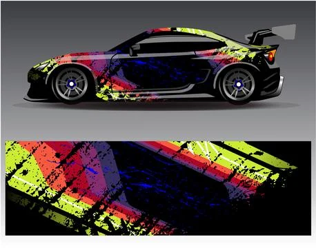 Car wrap design vector.Graphic abstract stripe racing background designs Stock Illustration