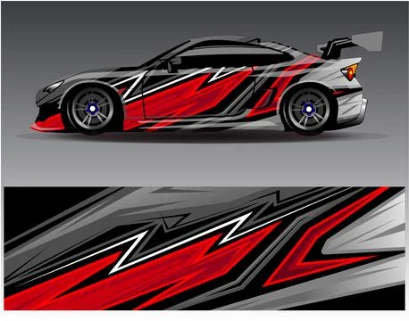 Car wrap design vector.Graphic abstract stripe racing background designs Stock Illustration