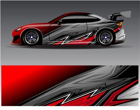 Car wrap design vector.Graphic abstract stripe racing background designs Stock Illustration