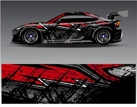 Car wrap design vector.Graphic abstract stripe racing background designs Stock Illustration