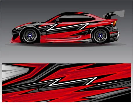 Car wrap design vector.Graphic abstract stripe racing background designs Stock Illustration
