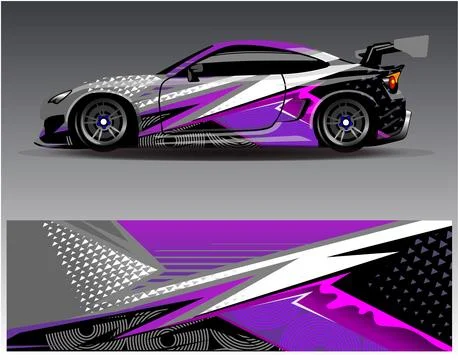 Car wrap design vector.Graphic abstract stripe racing background designs Stock Illustration