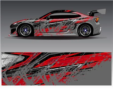 Car wrap design vector.Graphic abstract stripe racing background designs Stock Illustration
