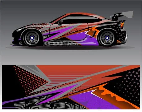 Car wrap design vector.Graphic abstract stripe racing background designs Illustrazione stock