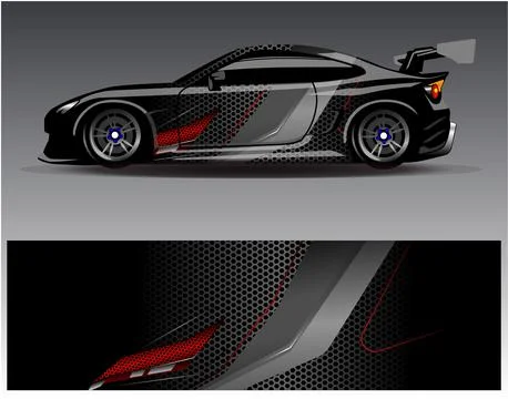 Car wrap design vector.Graphic abstract stripe racing background designs Stock Illustration