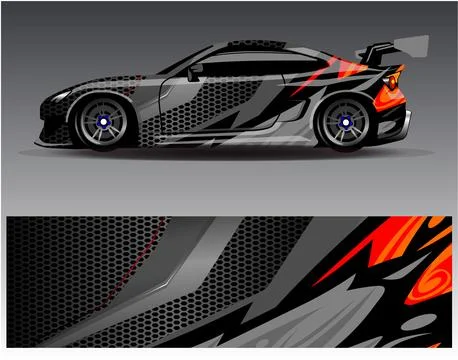 Car wrap design vector.Graphic abstract stripe racing background designs Stock Illustration