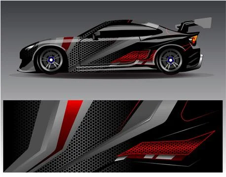 Car wrap design vector.Graphic abstract stripe racing background designs Illustrazione stock