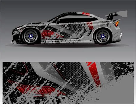 Car wrap design vector.Graphic abstract stripe racing background designs Stock Illustration
