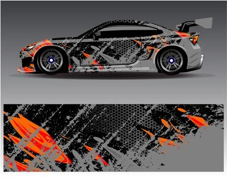 Car wrap design vector.Graphic abstract stripe racing background designs Stock Illustration