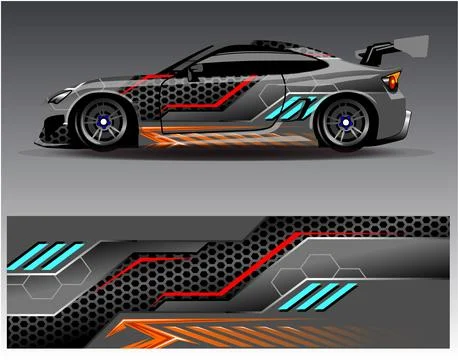 Car wrap design vector.Graphic abstract stripe racing background designs Stock Illustration