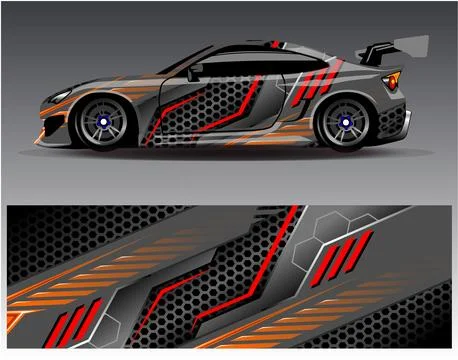 Car wrap design vector.Graphic abstract stripe racing background designs Stock Illustration