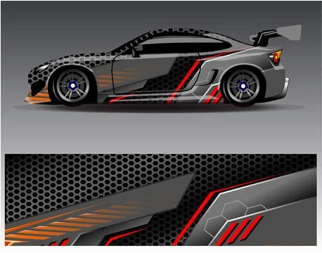 Car wrap design vector.Graphic abstract stripe racing background designs Stock Illustration