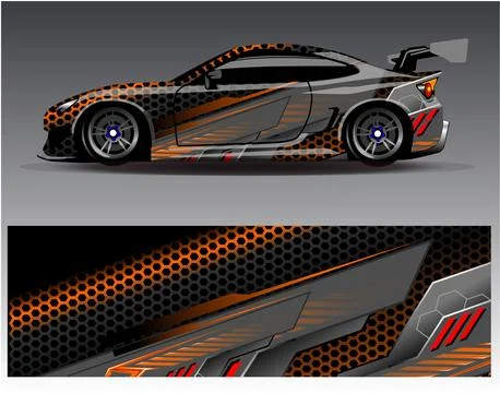 Car wrap design vector.Graphic abstract stripe racing background designs Illustrazione stock
