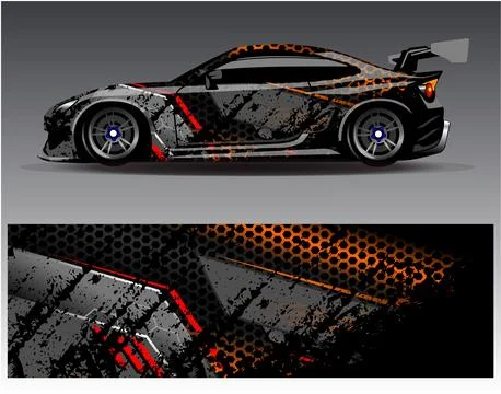 Car wrap design vector.Graphic abstract stripe racing background designs Stock Illustration