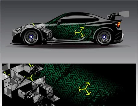 Car wrap design vector.Graphic abstract stripe racing background designs Stock Illustration