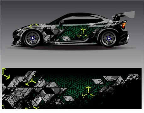 Car wrap design vector.Graphic abstract stripe racing background designs Stock Illustration