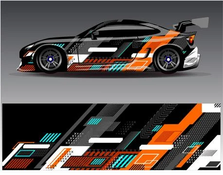Car wrap design vector.Graphic abstract stripe racing background designs Stock Illustration