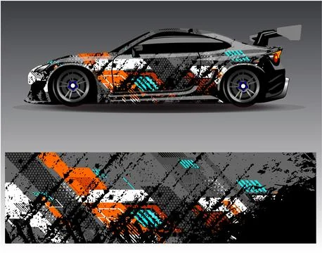 Car wrap design vector.Graphic abstract stripe racing background designs Stock Illustration
