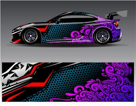 Car wrap design vector.Graphic abstract stripe racing background designs Stock Illustration