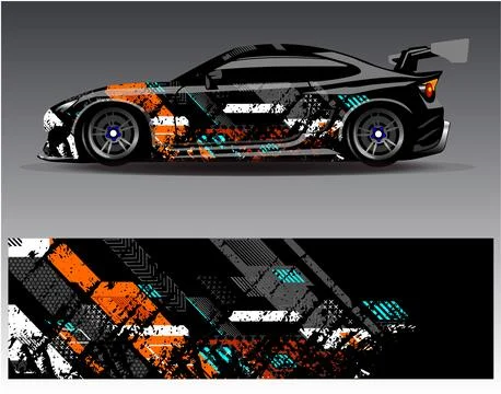 Car wrap design vector.Graphic abstract stripe racing background designs Stock Illustration