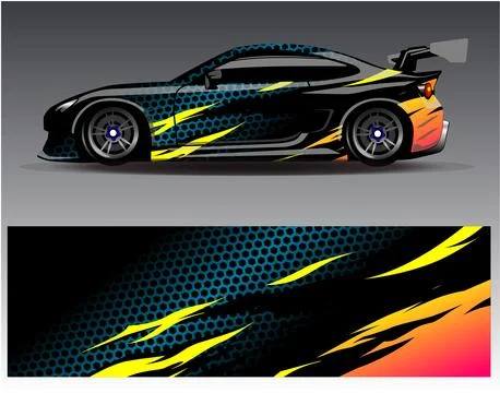 Car wrap design vector.Graphic abstract stripe racing background designs Illustrazione stock