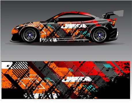 Car wrap design vector.Graphic abstract stripe racing background designs Illustrazione stock