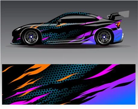 Car wrap design vector.Graphic abstract stripe racing background designs Stock Illustration