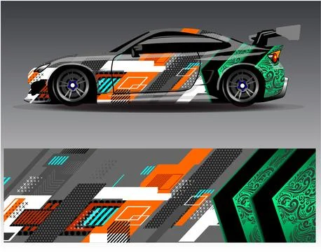 Car wrap design vector.Graphic abstract stripe racing background designs Illustrazione stock