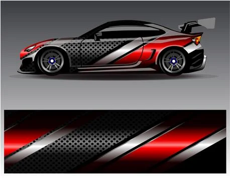 Car wrap design vector.Graphic abstract stripe racing background designs Stock Illustration